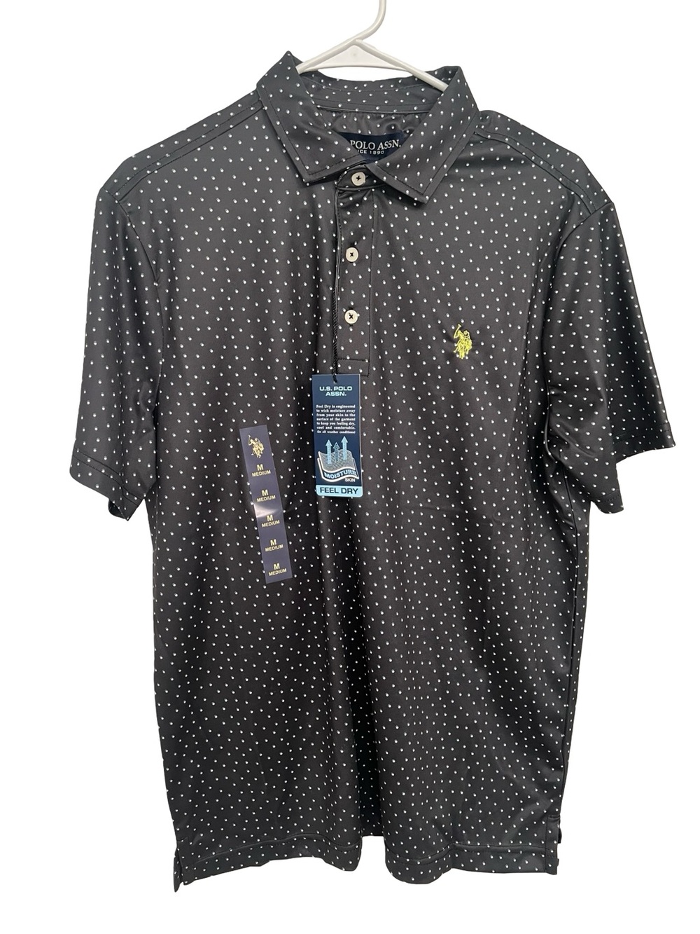 U.S. Polo Assn. Black Polo with White Microdot Pattern